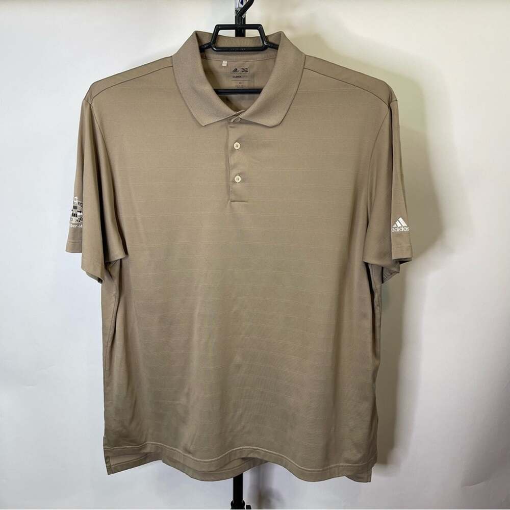 Adidas ClimaLite Tan Striped Polo Shirt Size XL Men’s